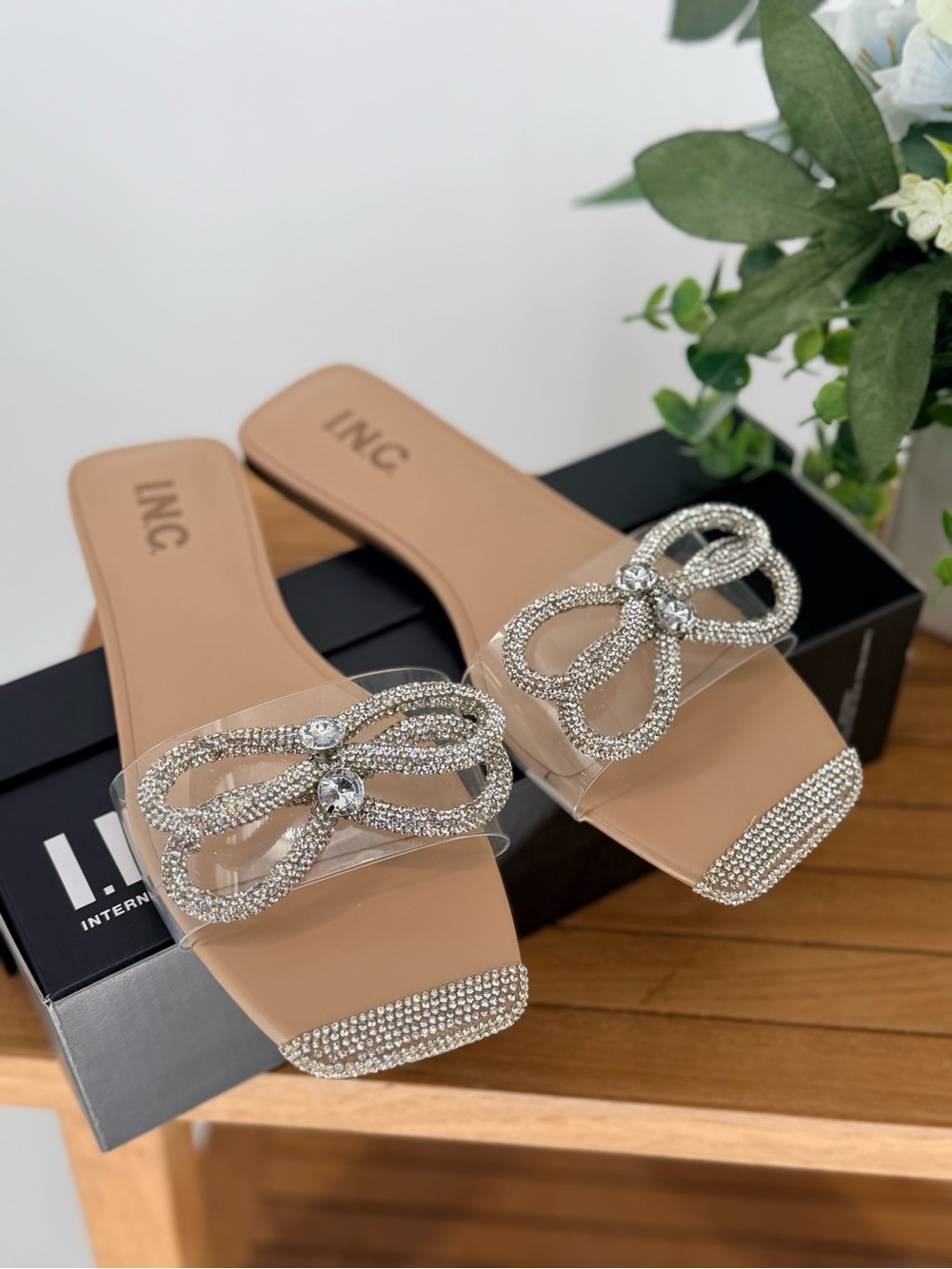 New INC International Concepts PLORAP  Nude Slide Sandals SIZE 7.5 M